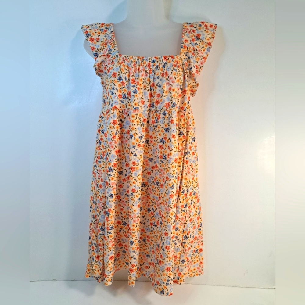Wild Fable Ruffle Sleeve On/Off the Shoulder Linen Woven Babydoll Dress Small